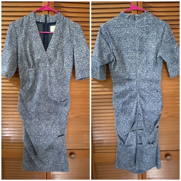 Nicole Miller Short-Sleeve Ruched Printed Ponte Dress - Picture 3 of 7